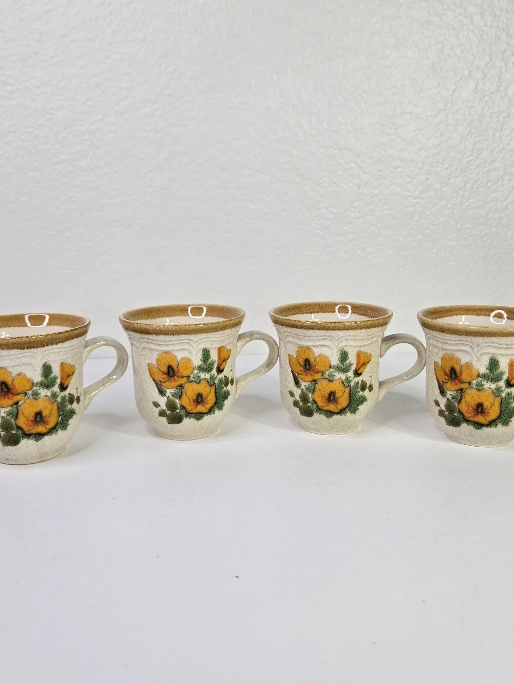 Vintage Mikasa Garden Club Petunias EC401 Stoneware Coffee Mug Tea Cup‎ Set of 4